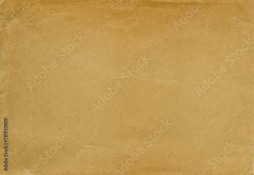 Antique faded brown creased crumpled worn paper texture, blank vintage envelope