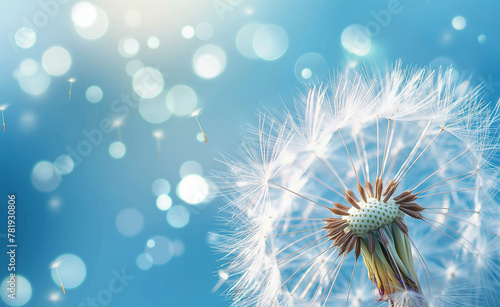 Macro Dandelion on Blue - A Farewell to Summer  Embracing Hope and Dreams