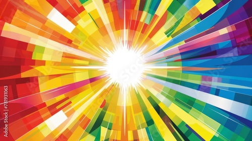 Vibrant Abstract Light Explosion in Rainbow Colors