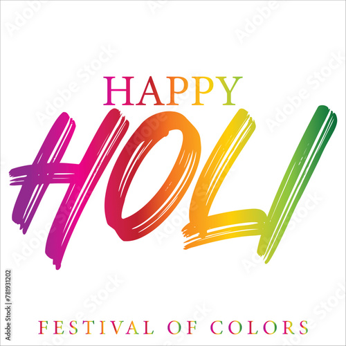 Happy Holi, colorful holi on splash in Hindi and English text, banner, poster, sticker, vector, illustration