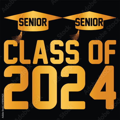 Lettering Class of 2024 for greeting, invitation card. Text for graduation design, congratulation event, T-shirt, party, high school or college graduate. Illustration, vector on transparent background