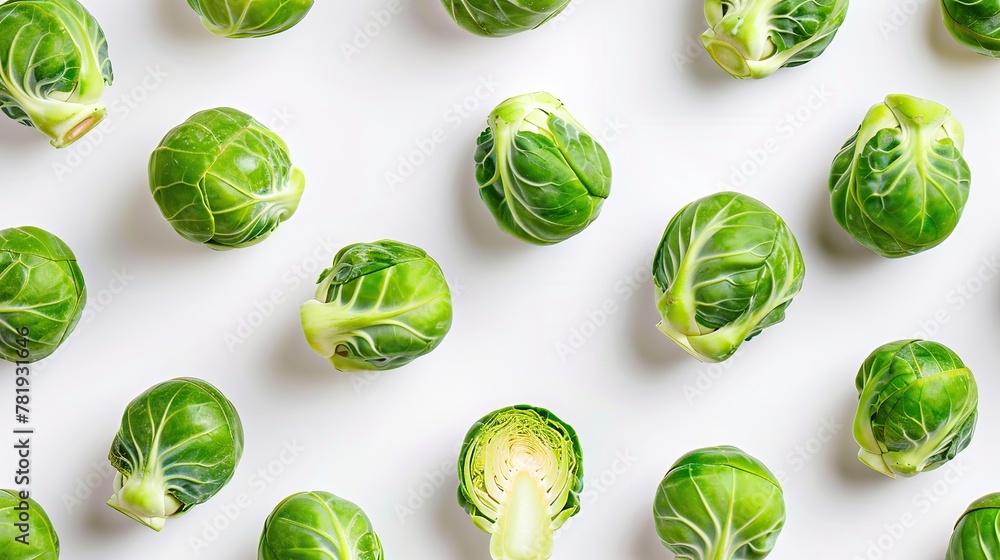 Fresh Brussels Sprouts on White Background Fresh Brussels Sprouts on White Background