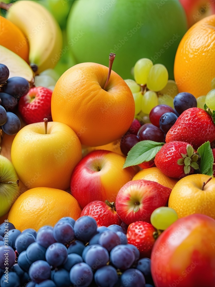3D fruits colorful background, fruit, illustration, summer 3D fruits colorful background, fruit, illustration, summer