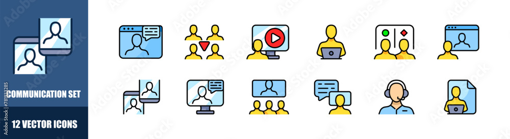 Communication icon set. Flat style. Vector icons Communication icon set. Flat style. Vector icons