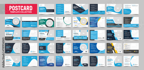 Corporate Postcard Design Template. Modern Postcard EDDM Design. Business Postcard Layout. Set of Postcard Vector Illustration
