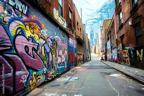 Street wall covered with graffiti