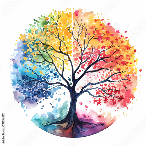 Colorful family tree of life illustration.