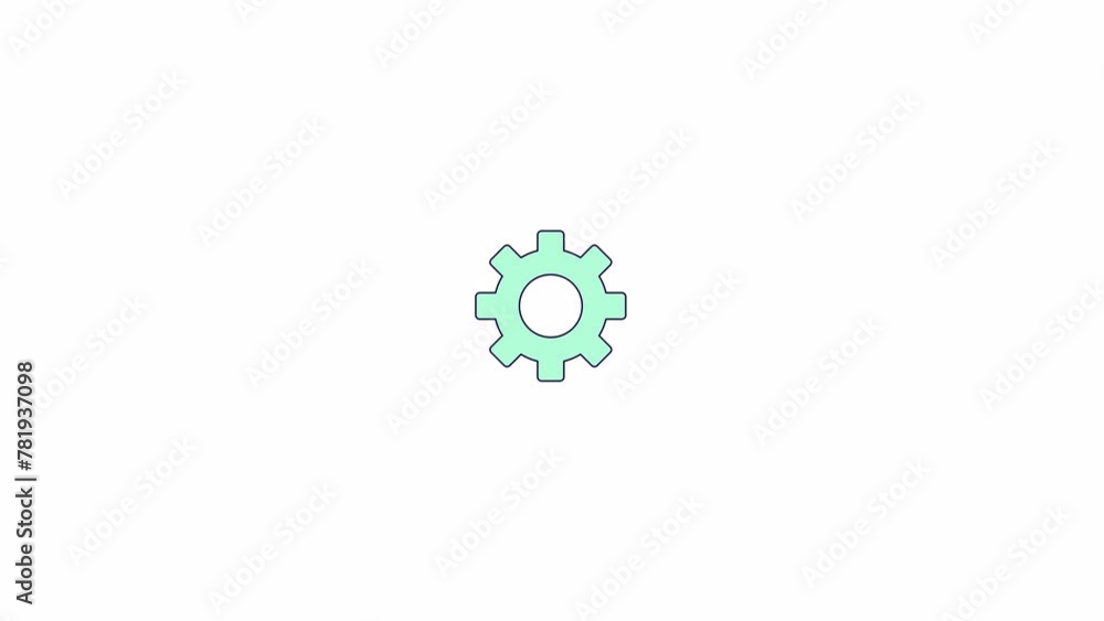Cog rotating line 2D object animation. Gear rotation flat color cartoon 4K video, alpha channel. Accuracy mechanism. Engineering progress. Mechanical cogwheel animated item on white background Cog rotating line 2D object animation. Gear rotation flat color cartoon 4K video, alpha channel. Accuracy mechanism. Engineering progress. Mechanical cogwheel animated item on white background