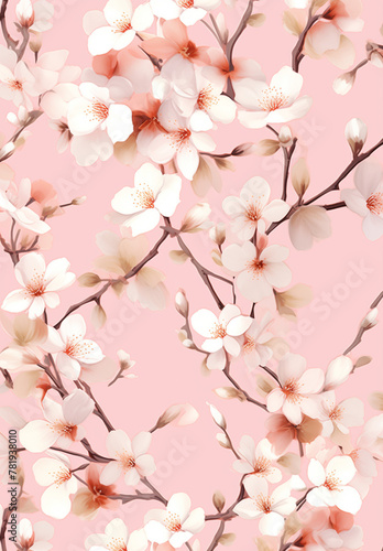                                                                                                                                        A delicate  spring-inspired floral pattern with tiny  hand-drawn cherry blossoms in soft  pastel pink and white