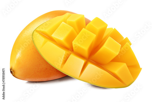 Mango Cube Slice Isolated on Transparent Background
 photo