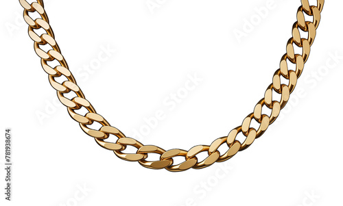 Gold Chain Necklace Isolated on Transparent Background 