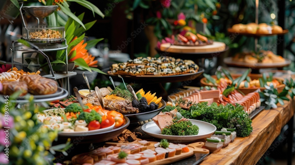 The spread of A grand catering buffet The spread of A grand catering buffet