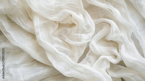 White Soft Fabric Waves on Textile Background