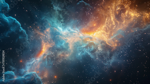 An abstract painting of a nebula in space.