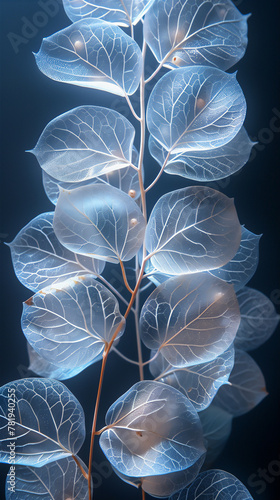 Petal nature background with white transparent leaves and golden lights pattern 