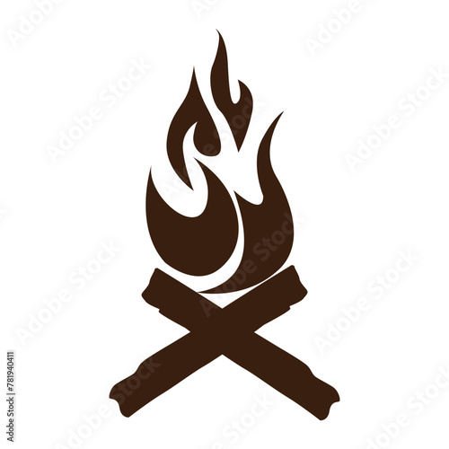 Campfire vector icon silhouette