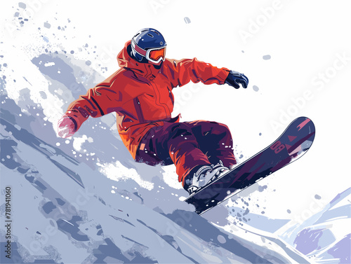 Snowboarder Shredding the Slopes: Aerial Acrobatics in a Winter Wonderland