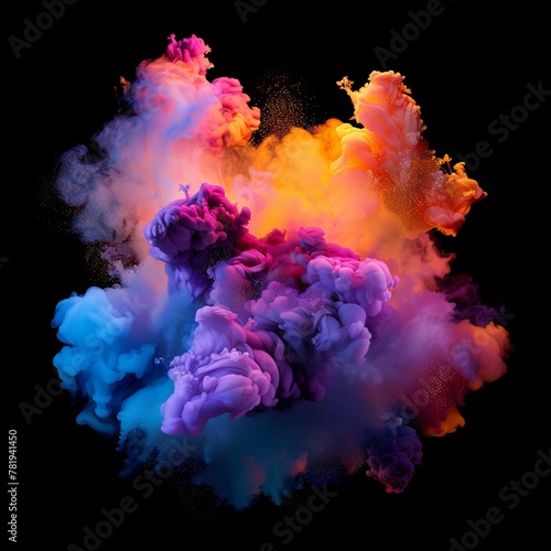 visualization of colorful smoke burst in a black background wallpapar