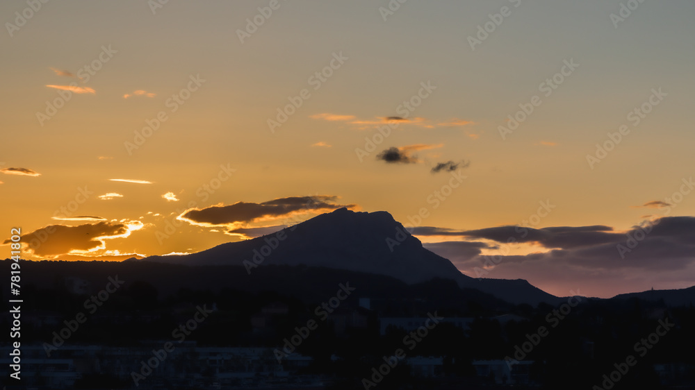 Sainte Victoire mountain in the light of a spring morning