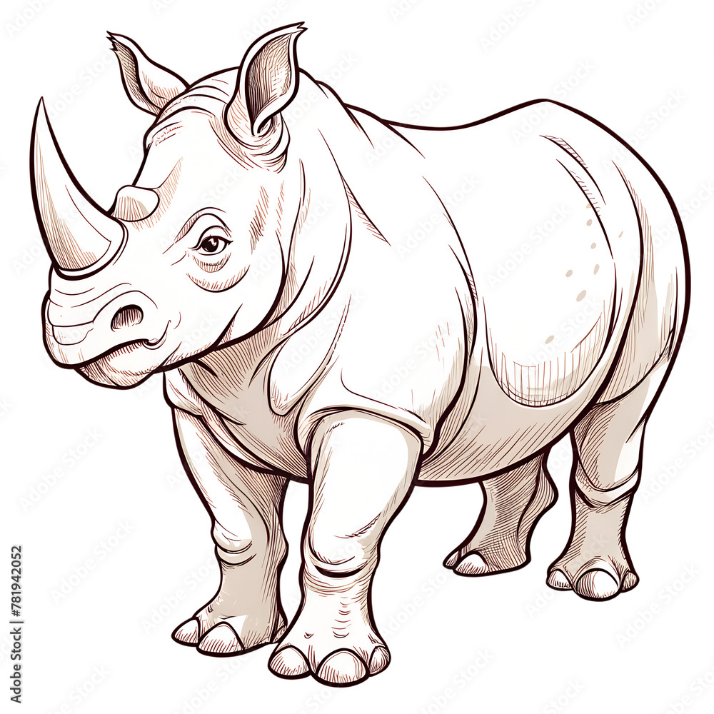 rhino illustration isolated on a transparent background