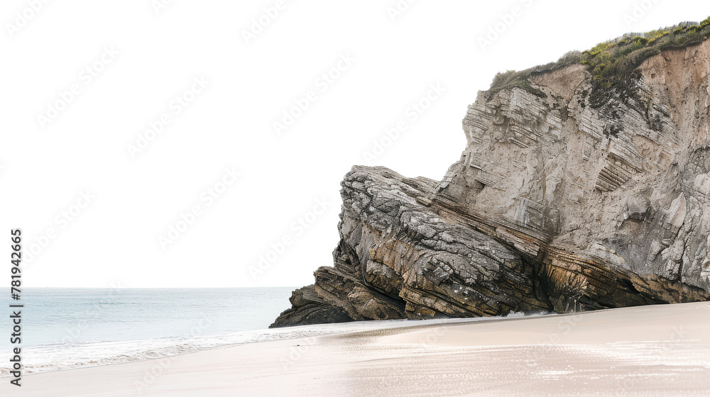 cliff on the beach isolated on transparent background