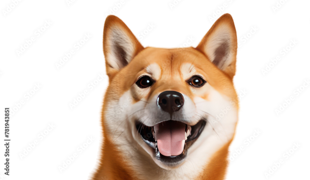 Happy shiba inu dog isolated on transparent and white background.PNG image.