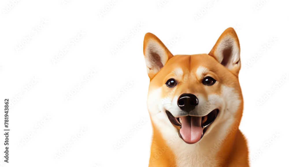 Happy shiba inu dog isolated on transparent and white background.PNG image.