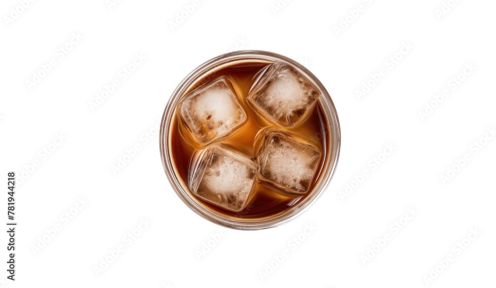 Glass of ice coffee isolated on transparent and white background.PNG image.