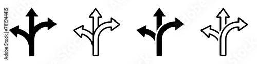 Choice vector icons set. Alternate route line and filled flat vector symbols