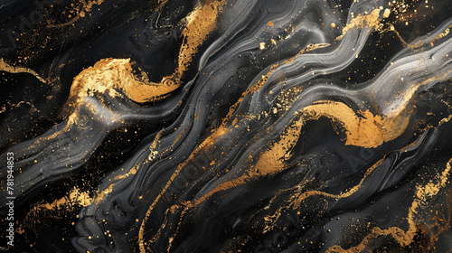 Black gold marble background. Luxury Natural texture with Generative Ai. 