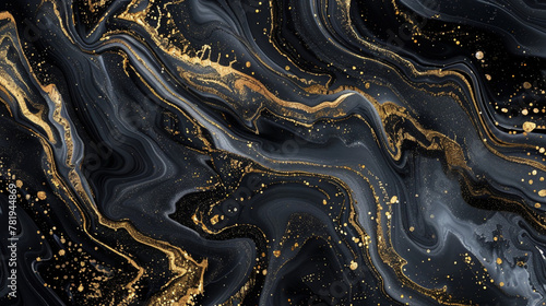 Black gold marble background. Luxury Natural texture with Generative Ai. 