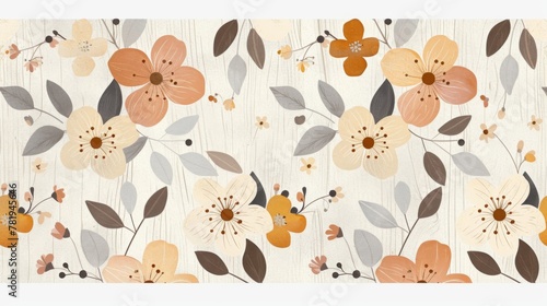 Wallpaper Mural Elegant Floral Pattern Wallpaper with Vibrant Blossoms and Leaves Torontodigital.ca