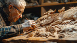 A woodcarver sculpting 