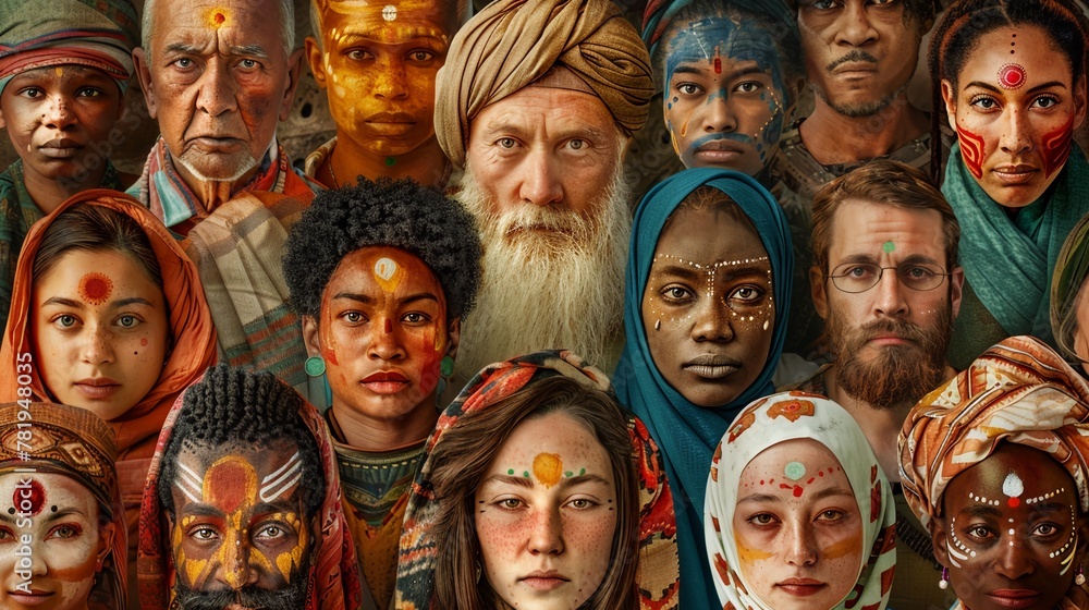 ethnic cultural diversity portrait people multicultural multiracial inclusivity representation unity harmony traditions heritage global multiculturalism diverse backgrounds ethnicity cultural exchange