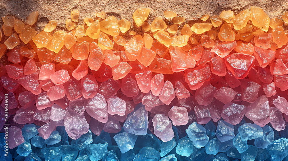 colorful gradient of orange, pink and blue rocks