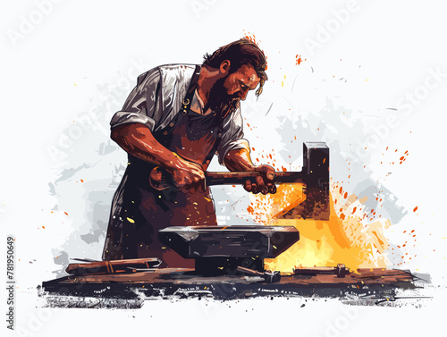 Blacksmith's Symphony of Metal: A Visual Aria of Raw Power and Artistic Grace