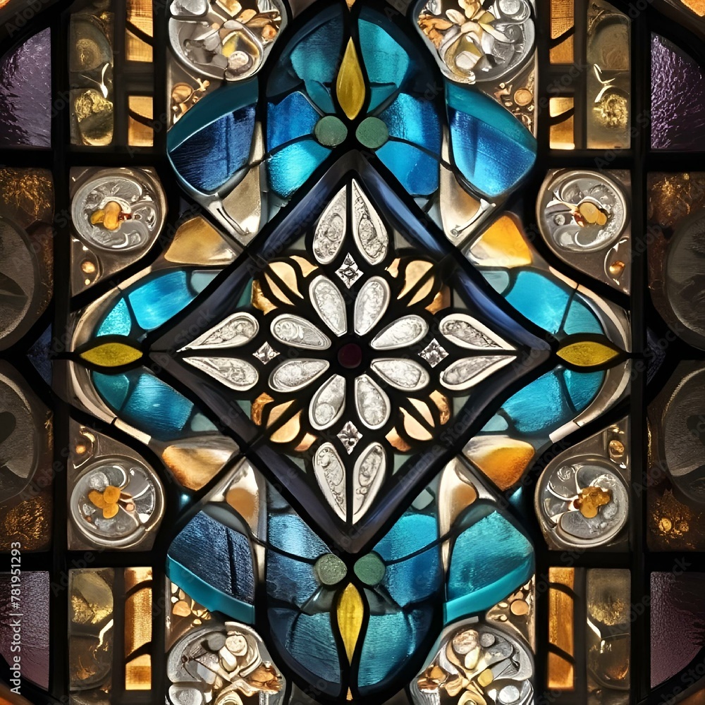 AI generated illustration of mosaic stained glass