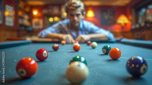 Pool table  inviting atmosphere for exciting games.