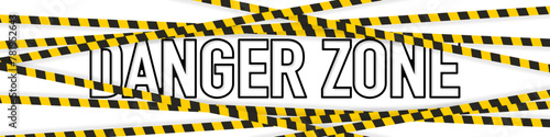 Danger zone vector background. Striped yellow tapes crime scene concept illustration.