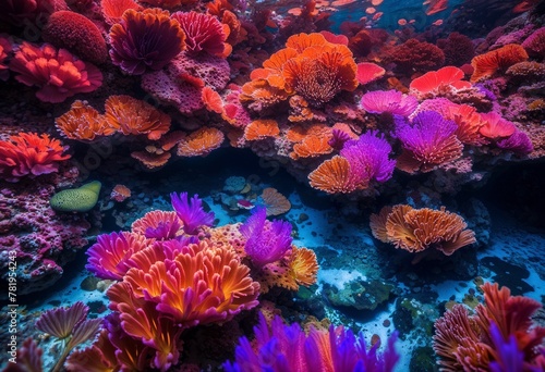 the beauty of colorful coral reefs on the great barrier, near the reef