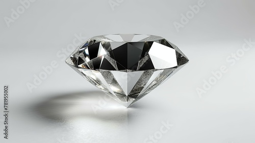 Isolated large clear diamond on a white background