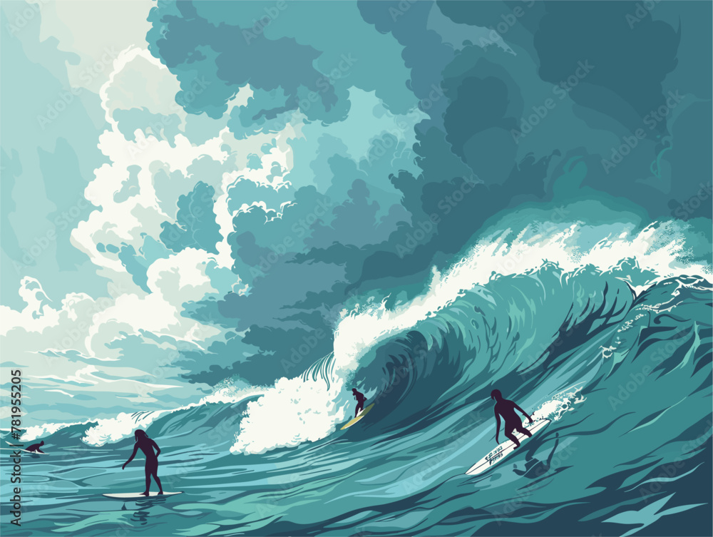 Stormy Seas: Surfers Embrace the Challenge as Darkness Looms on the Horizon Stormy Seas: Surfers Embrace the Challenge as Darkness Looms on the Horizon
