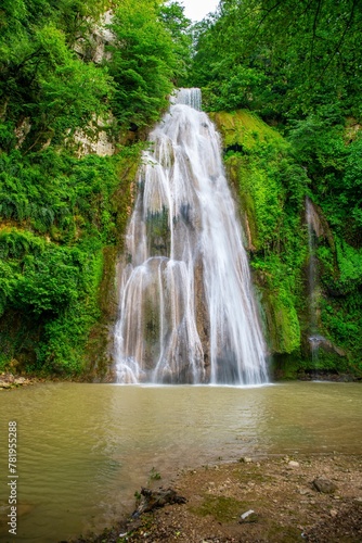 Vertical shot of Lowe Waterfall in Golestan National Park  Iran