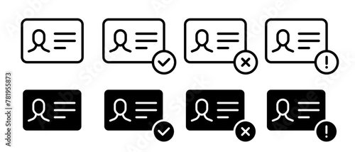 Id card icon vector set. Outline passport symbol