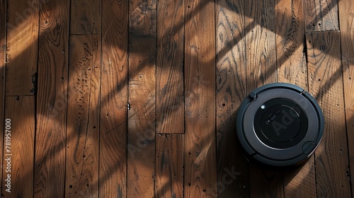 Vacuum cleaner robot for laminate floors in the living room photo