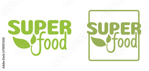 Superfood badge - calligraphic with drawn leaves