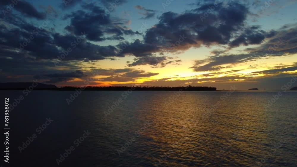Aerial time lapse video of a beautiful sunset at Pasir Pandak beach, Santubong Sarawak, Malaysia Aerial time lapse video of a beautiful sunset at Pasir Pandak beach, Santubong Sarawak, Malaysia