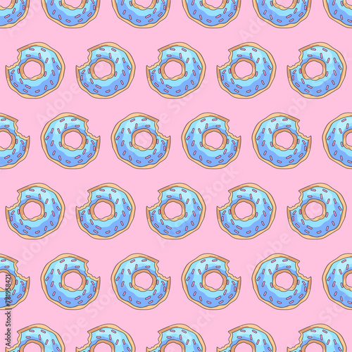 Vector seamless pattern with donuts.  Editable hand drawn pattern. Perfect pictures for fabric  textile  clothing  wrapping paper  wallpaper
