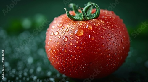 Tomato closeup of with droplets of water. AI generate illustration