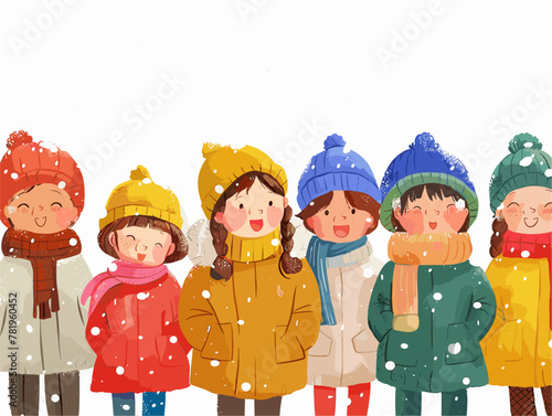 Children Revel in the Enchanting Arrival of Winter: A Snowy Adventure